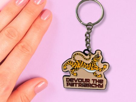 Devour the Patriarchy🩸 🐅 Feminist Enamel Keychain on Sale