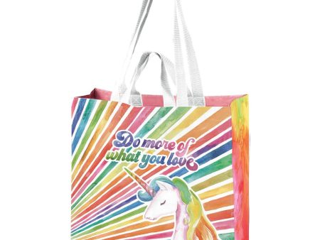 Do More Of What You Love Large Market Tote Bag in  70s- 80s Unicorn Rainbow Design | 15.50  x 15.25  x 6  For Discount