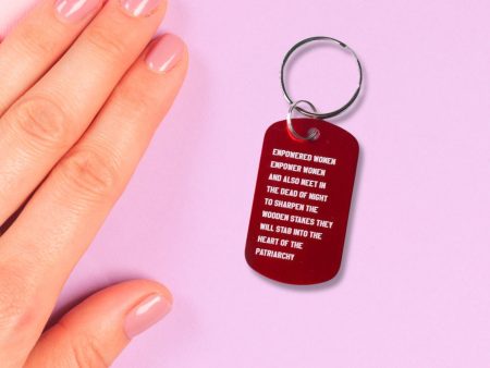 Empowered Women Empower Women And Also Meet in the Dead of Night Feminist Dog Tag Keychain in Red with Silver Lettering Cheap