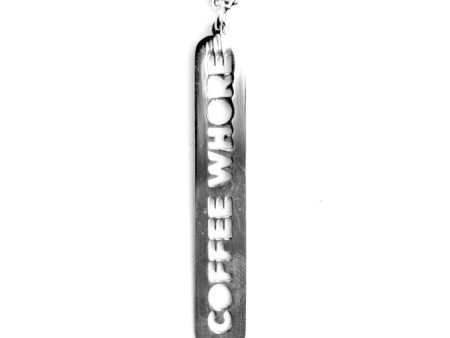 Coffee Whore Cutout Stainless Steel Drop Bar Necklace Discount