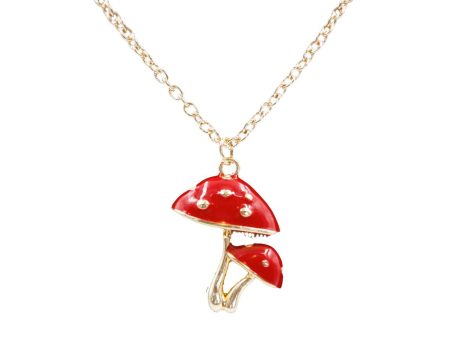 Forestcore Toadstool Mushroom Charm Necklace in Gold in a Gift Box For Cheap