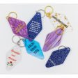 Hex the Patriarchy Feminist Motel Style Key Tag Keychain in Purple Galaxy Glitter Online