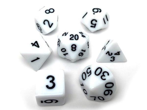 White Opaque Dice - 7 Piece Set Supply