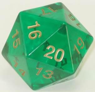 55mm Transparent D20 (Emerald Green w  Gold) Spin-Down Die Fashion