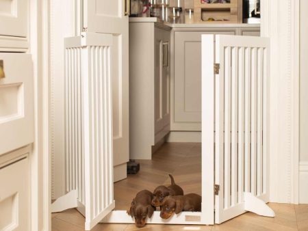 Medium White Wooden Dog Gate by Lords & Labradors Online