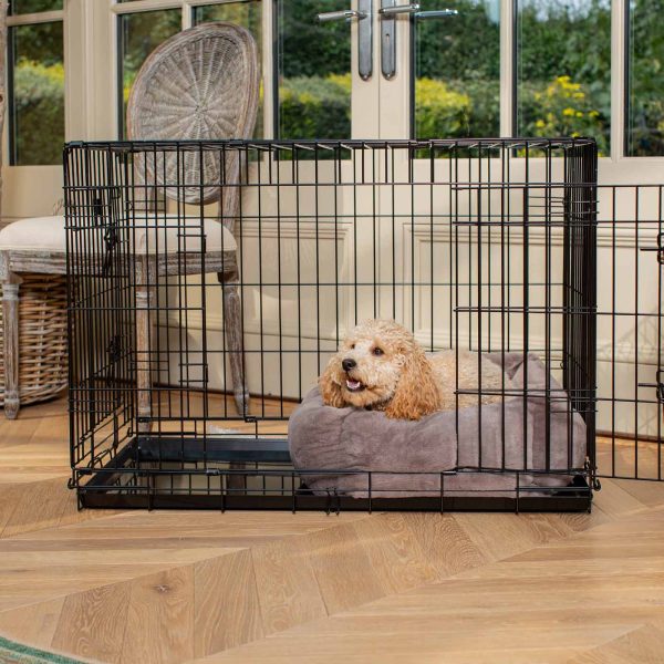 Cosy & Calming Puppy Crate Bed With Removable Covers in Calming Anti-Anxiety Fawn Faux Fur by Lords & Labradors Cheap