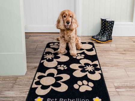 Pet Rebellion Stop Muddy Paws XL Black Floral Fashion