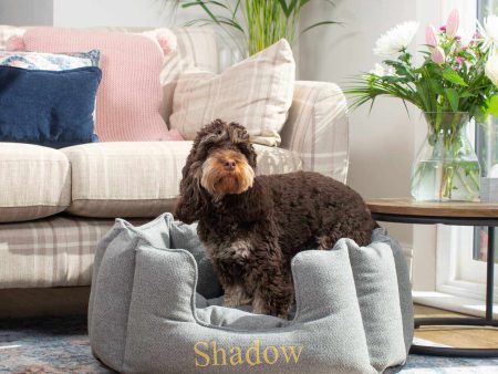 High Wall Bed With Removable Covers in Pewter Herringbone Tweed by Lords & Labradors Supply