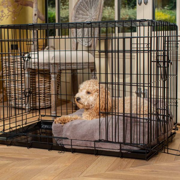 Cosy & Calming Puppy Crate Bed With Removable Covers in Calming Anti-Anxiety Fawn Faux Fur by Lords & Labradors Cheap